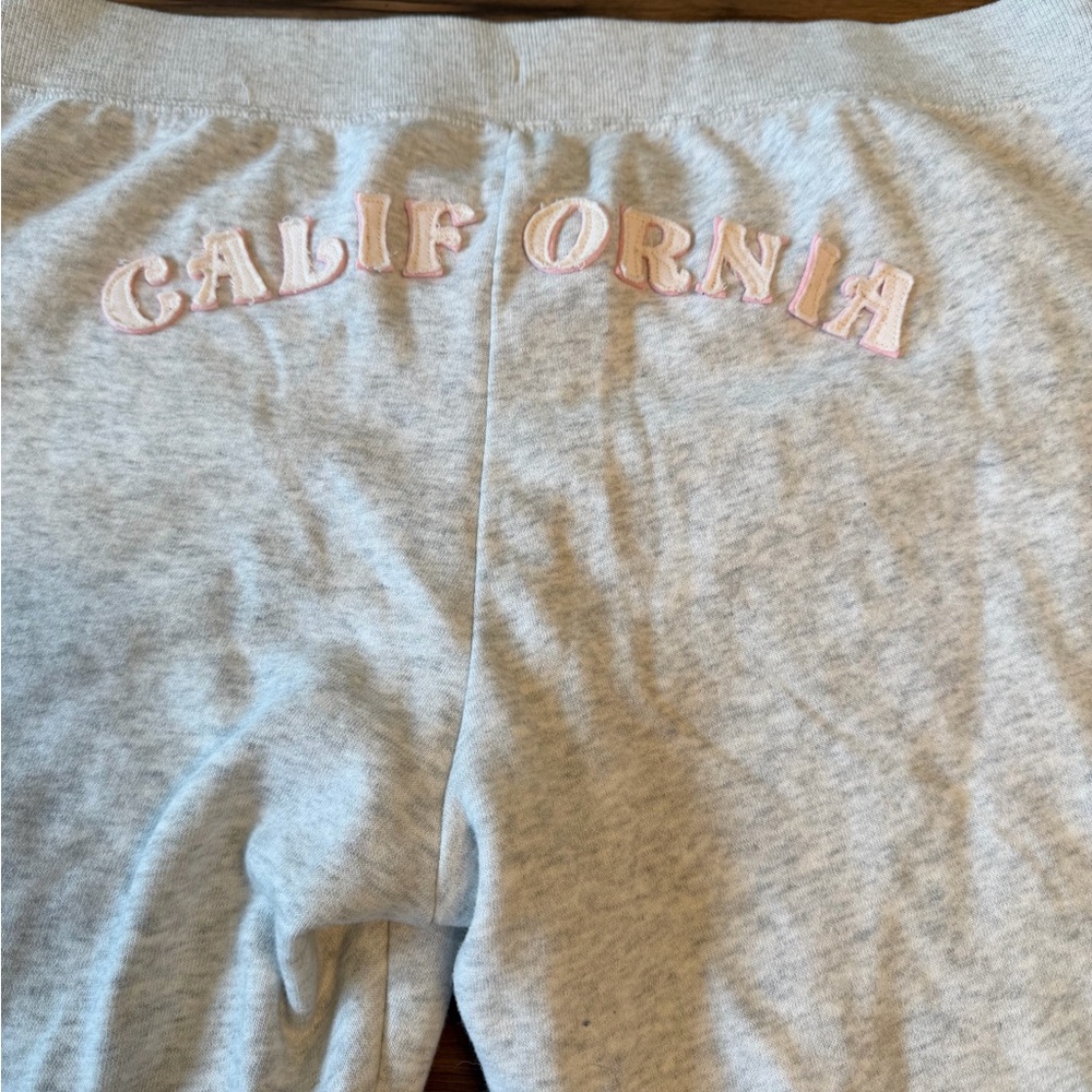 Hollister Light Gray Pajama Bottoms with Pink 'California' Appliqué